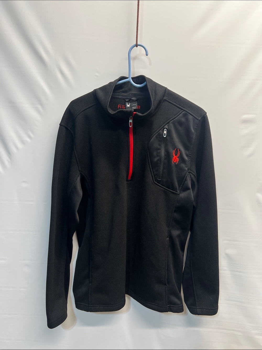 : Spyder Men’s Large Black Red Quarter Zip Fleece Pullover